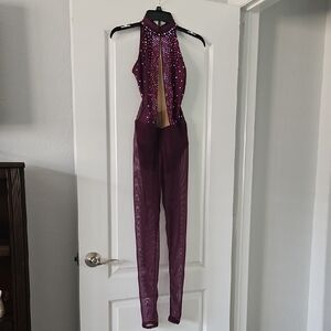 Elegant Purple Jumpsuit with Rhinestone Detailing